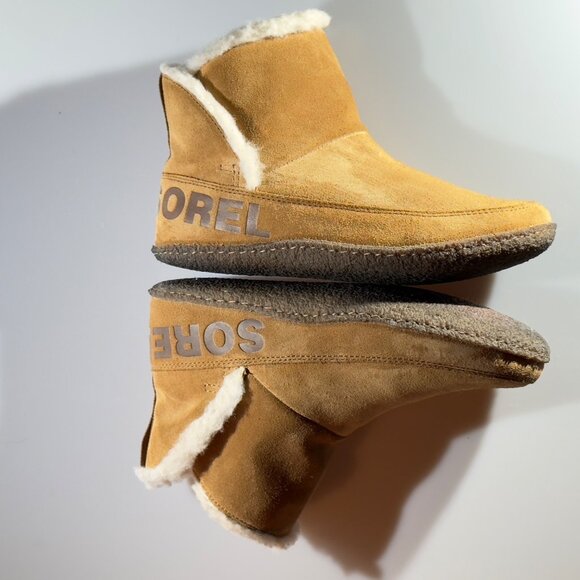 SOREL Women's Suede Ankle Booties Faux Shearling Lining Size 8.5 US EU 39.5 - Picture 7 of 11